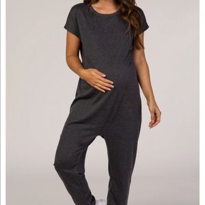 PinkBlush Charcoal Short sleeve Maternity Jumpsuit - Size Small